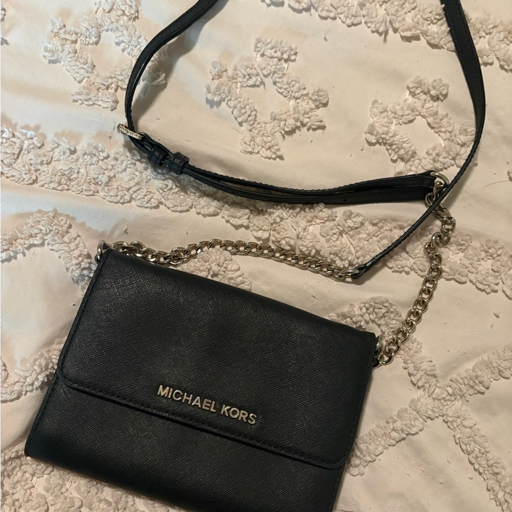 Michael Kors Black Crossbody with Chain Strap